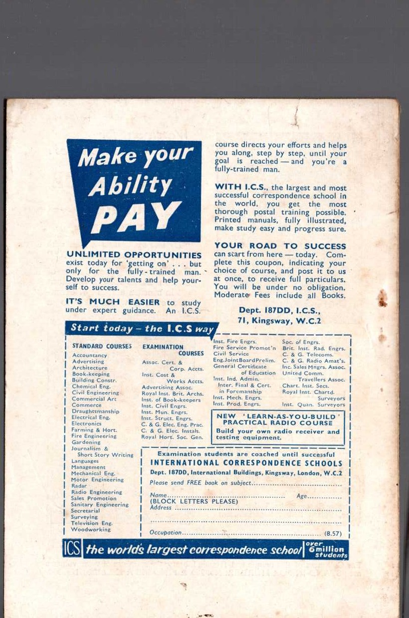 William Arthur  MURDER WITH VARIETY (Sexton Blake) magnified rear book cover image
