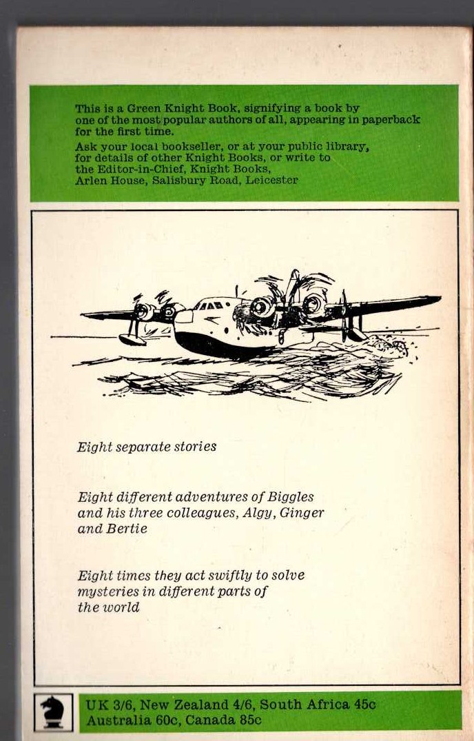 Captain W.E. Johns  BIGGLES' CHINESE PUZZLE magnified rear book cover image
