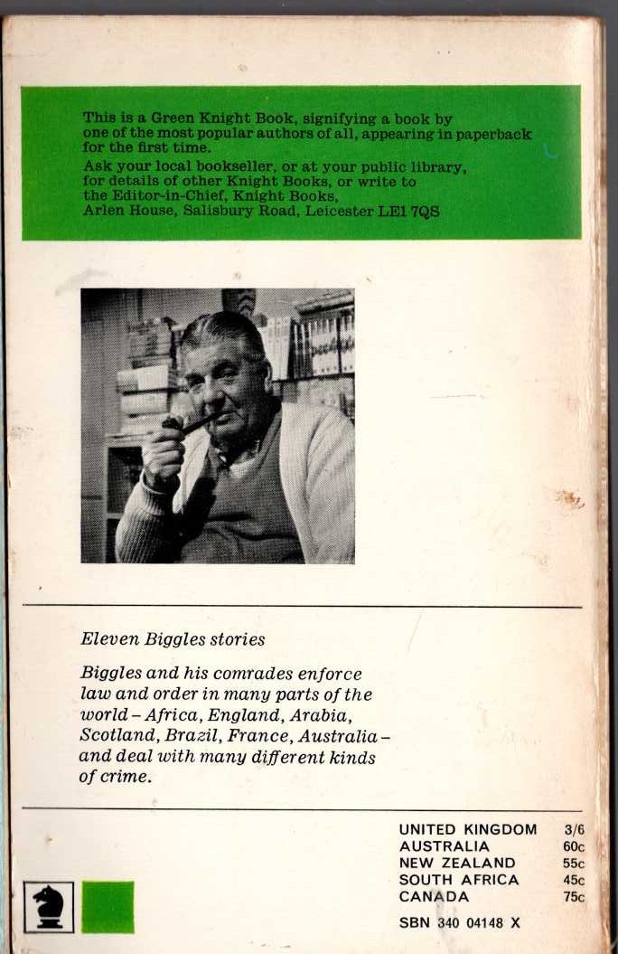 Captain W.E. Johns  BIGGLES OF THE INTERPOL magnified rear book cover image