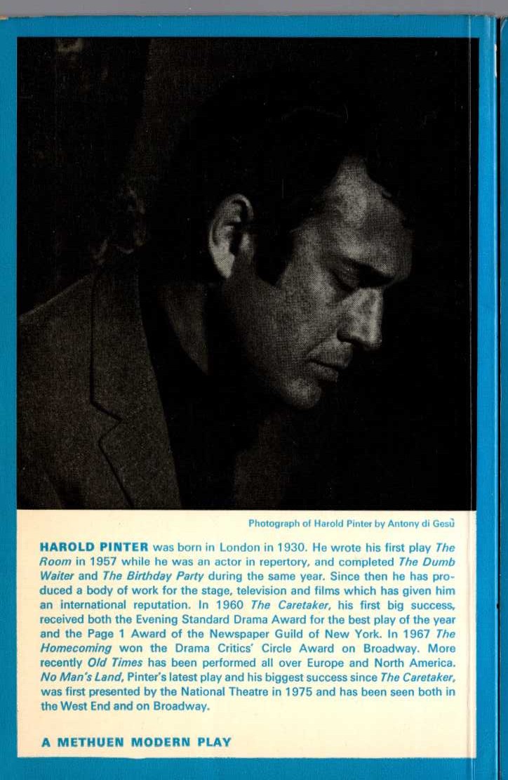 Harold Pinter  OLD TIMES magnified rear book cover image