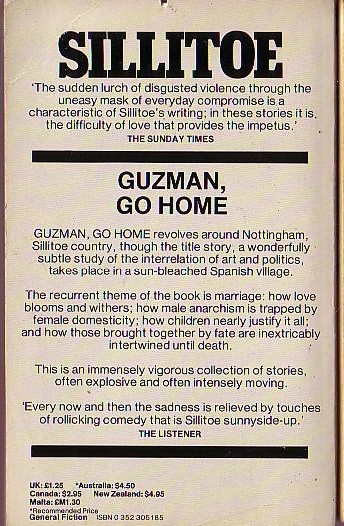 Alan Sillitoe  GUZMAN, GO HOME magnified rear book cover image