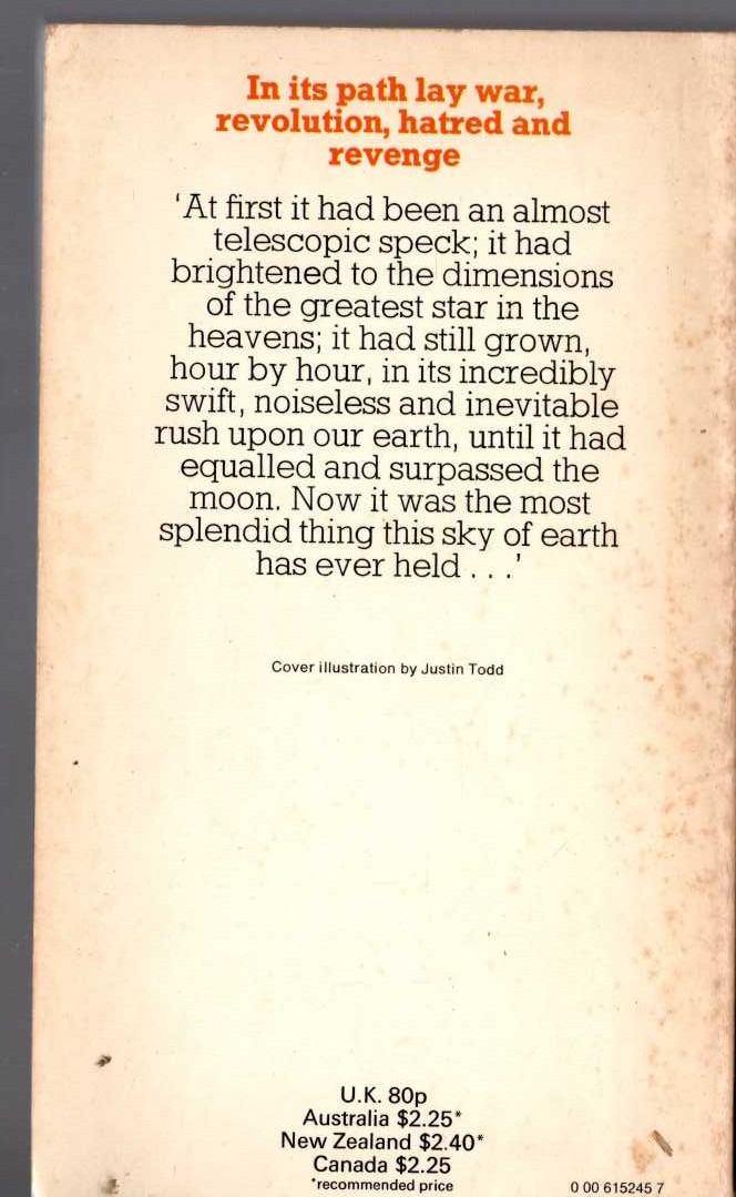 H.G. Wells  IN THE DAYS OF THE COMET magnified rear book cover image