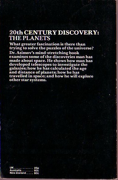 Isaac Asimov (Non-Fiction) 20th CENTURY DISCOVERY. The Planets magnified rear book cover image