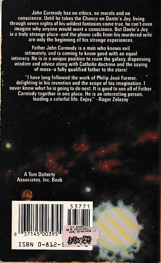 Philip Jose Farmer  FATHER TO THE STARS magnified rear book cover image