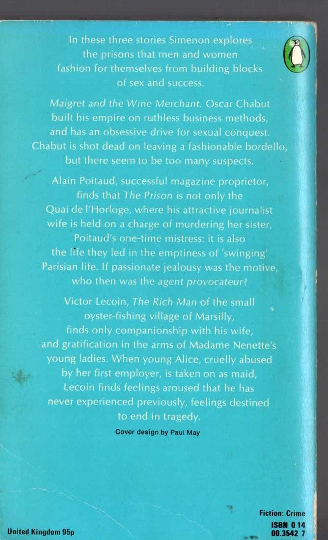 Georges Simenon  THE SIXTH SIMENON OMNIBUS: MAIGRET & THE WINE MERCHANT/ THE PRISON/ THE RICH MAN magnified rear book cover image