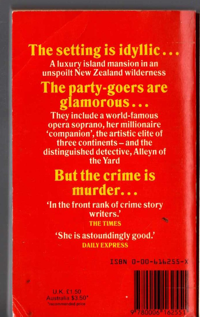 Ngaio Marsh  PHOTO-FINISH magnified rear book cover image