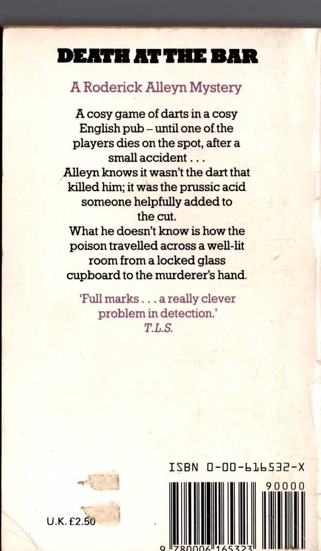 Ngaio Marsh  DEATH AT THE BAR magnified rear book cover image