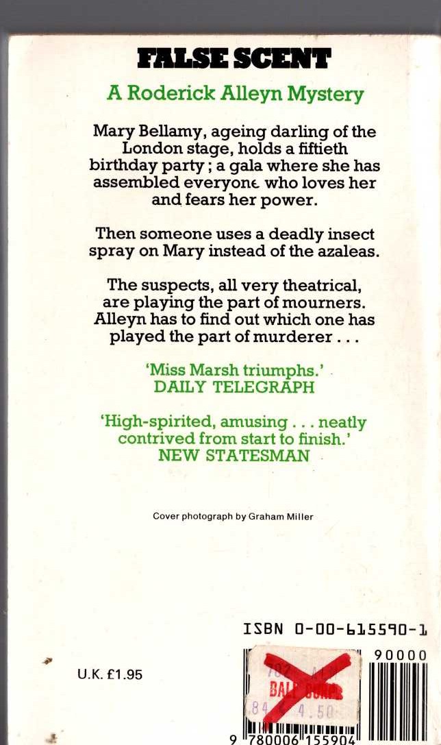 Ngaio Marsh  FALSE SCENT magnified rear book cover image