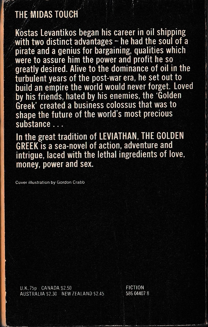 Warren Tute  THE GOLDEN GREEK magnified rear book cover image
