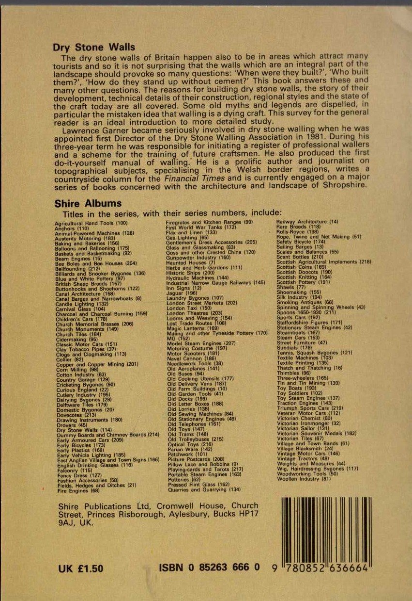 Lawrence Garner  DRY STONE WALLS magnified rear book cover image