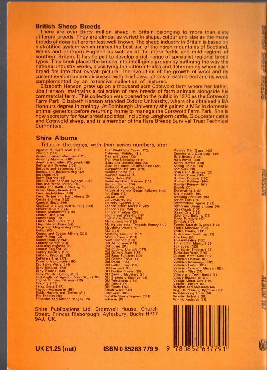 Elizabeth Henson  BRITISH SHEEP BREEDS magnified rear book cover image