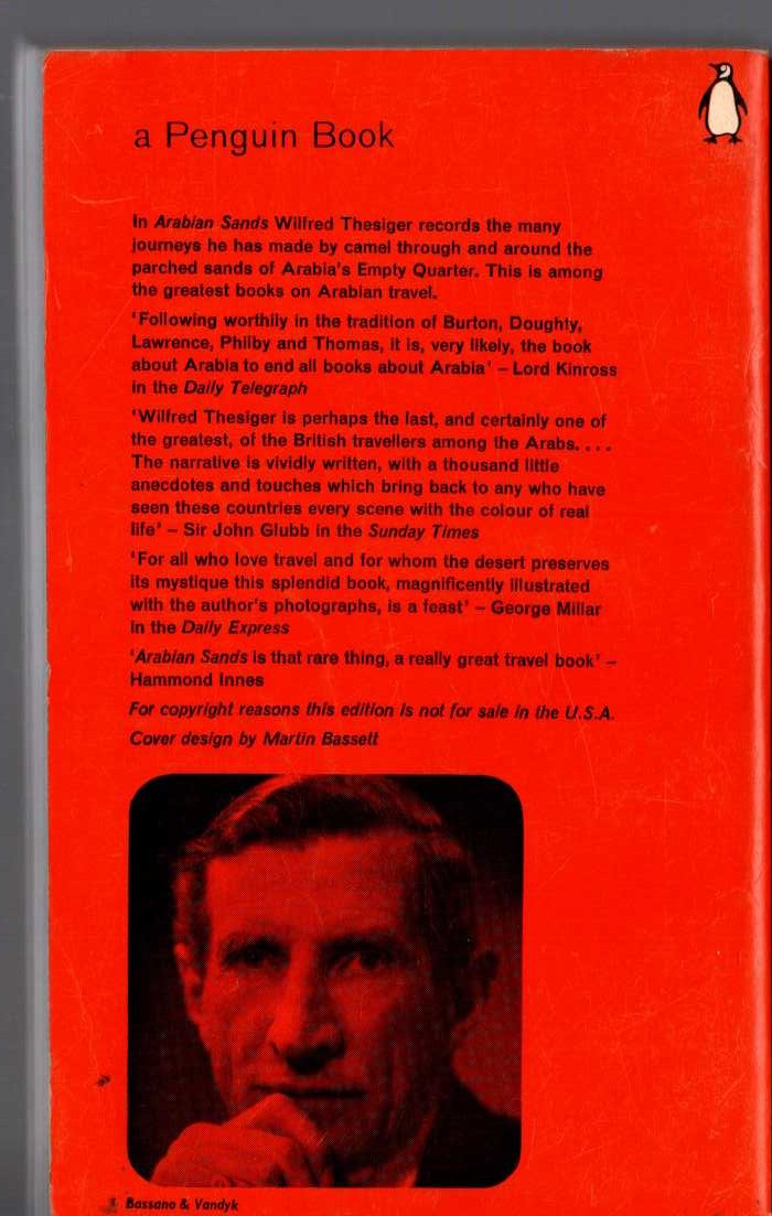 Wilfred Thesiger  ARABIAN SANDS magnified rear book cover image