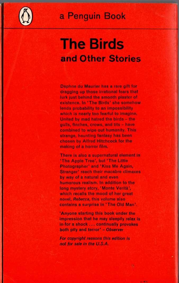Daphne du Maurier  THE BIRDS and Other Stories magnified rear book cover image