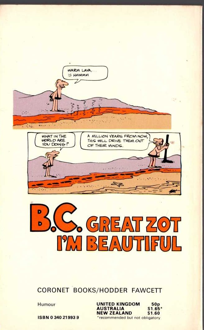 Johnny Hart  B.C. GREAT ZOT I'M BEAUTIFUL magnified rear book cover image