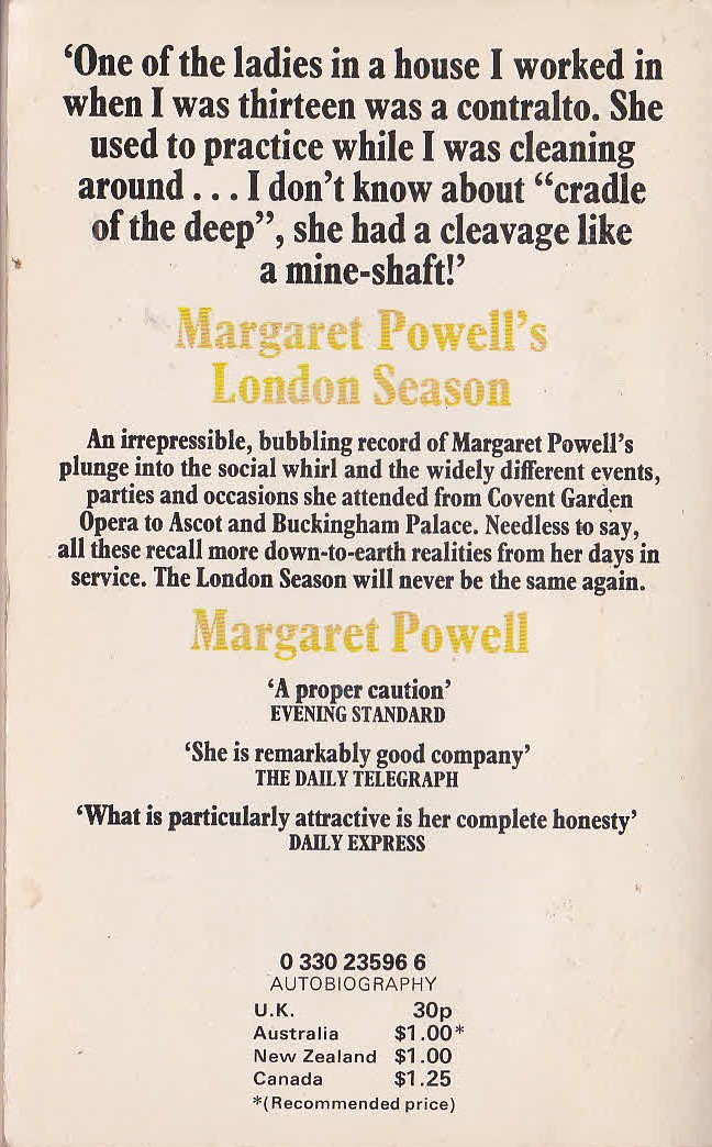 Margaret Powell  MARGARET POWELL'S LONDON SEASON magnified rear book cover image