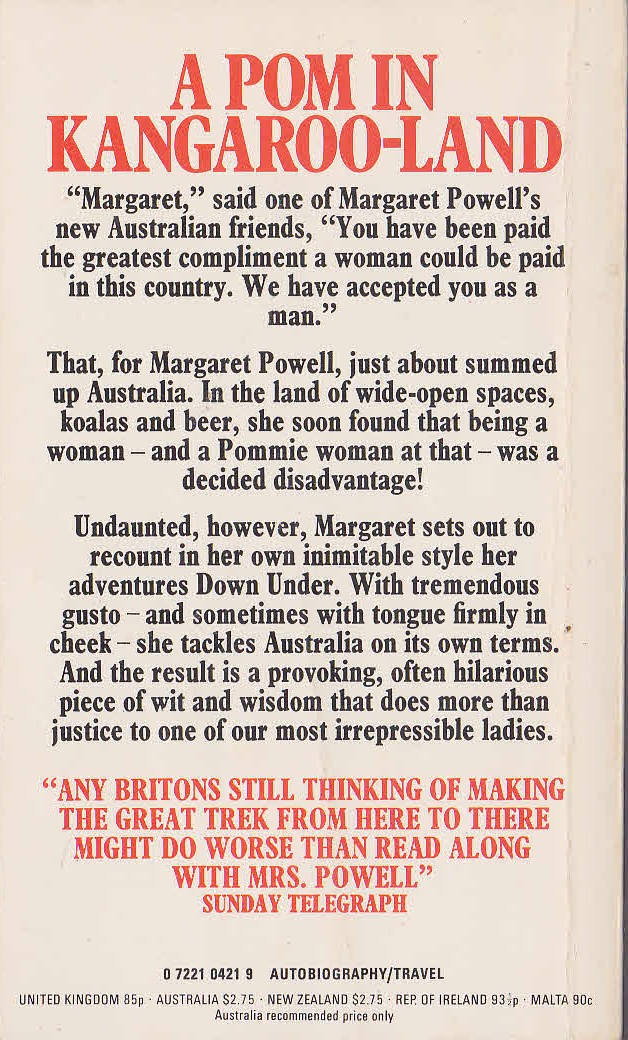 Margaret Powell  MARGARET POWELL DOWN UNDER magnified rear book cover image