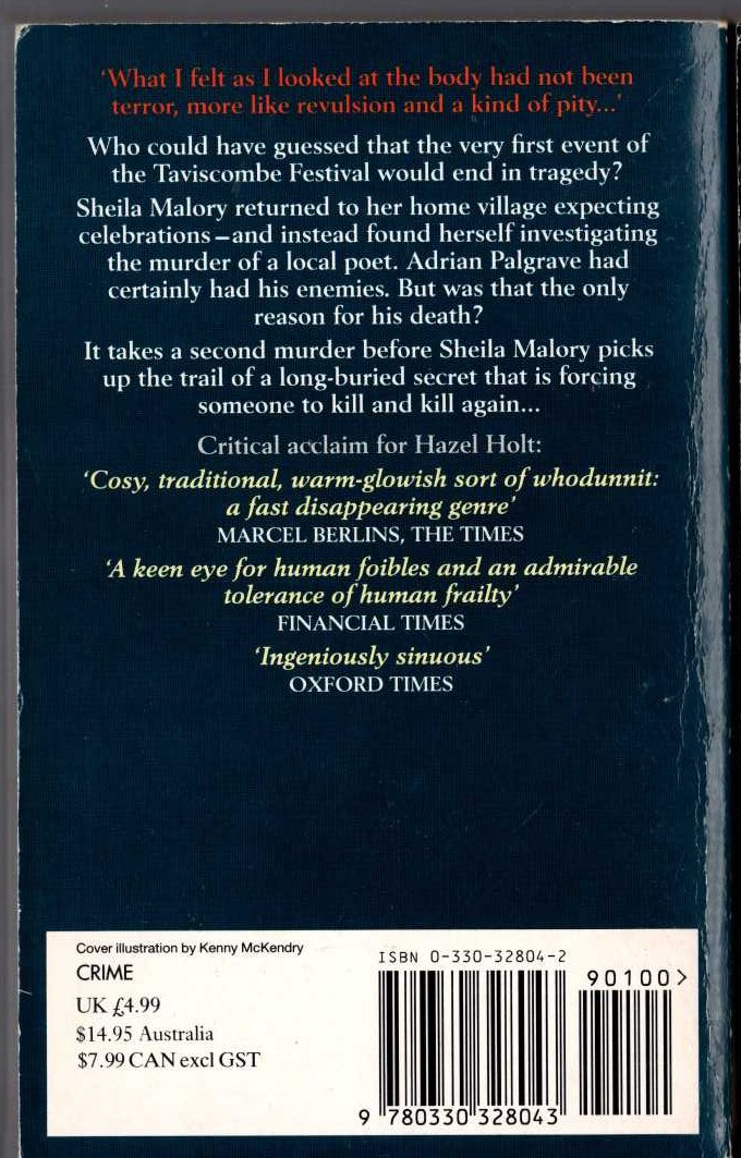 Hazel Holt  UNCERTAIN DEATH magnified rear book cover image