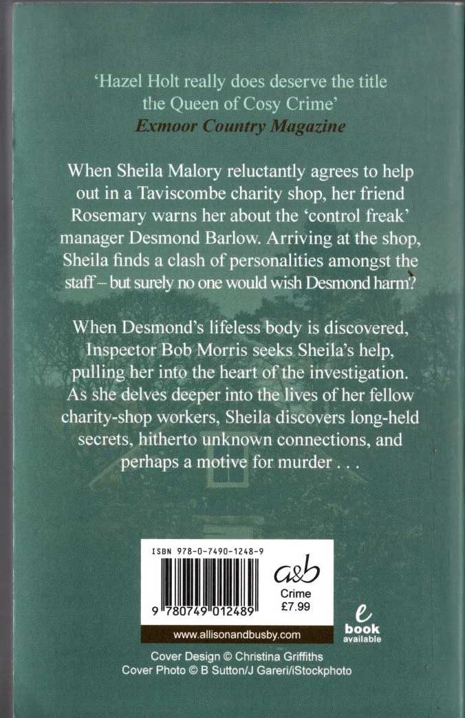 Hazel Holt  A NECESSARY END magnified rear book cover image