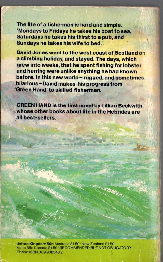 Lillian Beckwith  GREEN HAND magnified rear book cover image