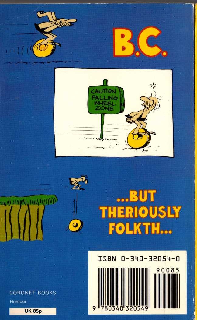 Johnny Hart  B.C. ...BUT THERIOUSLY FOLKTH... magnified rear book cover image