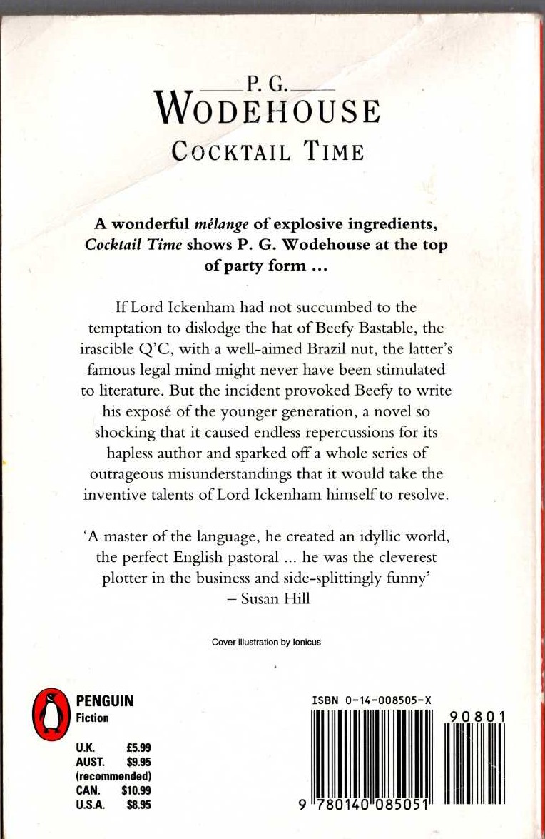 P.G. Wodehouse  COCKTAIL TIME magnified rear book cover image