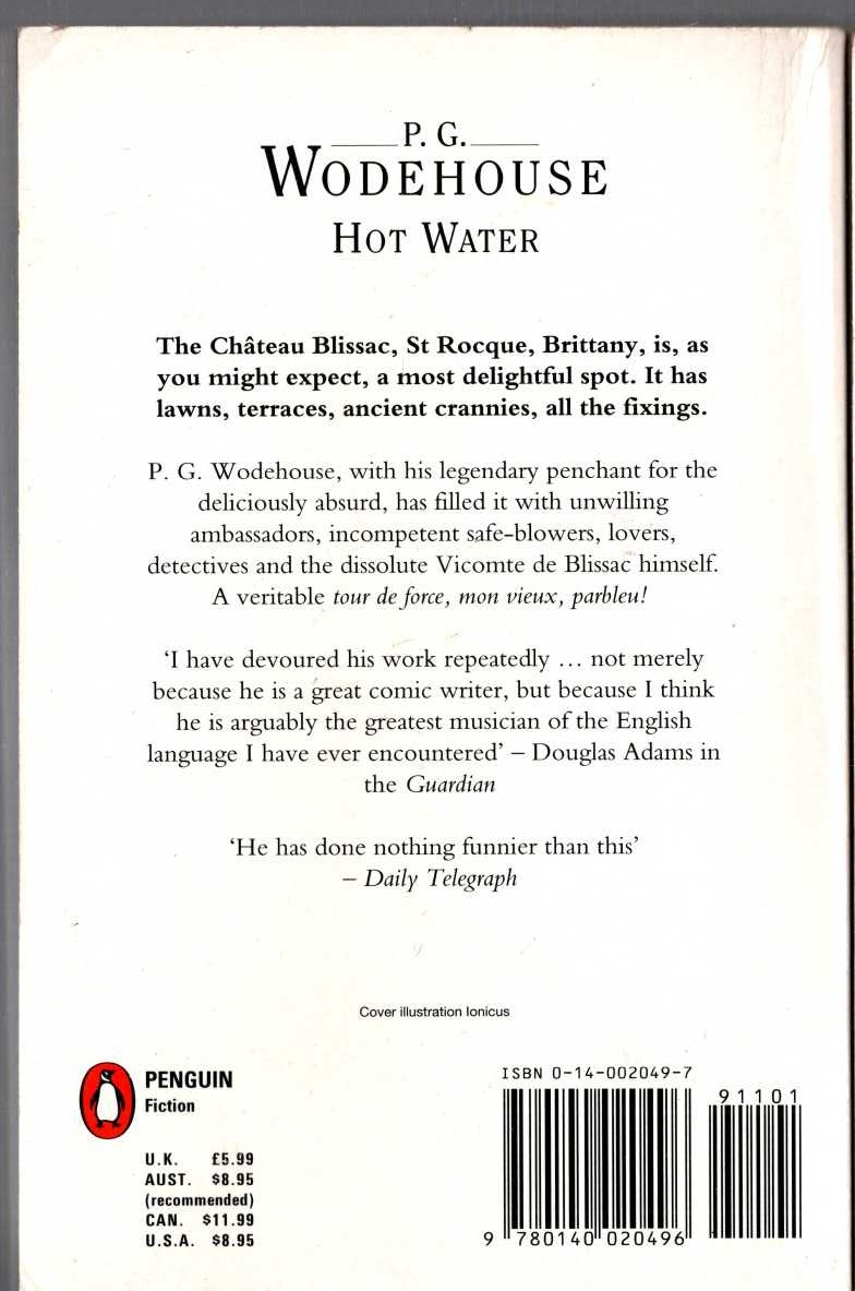 P.G. Wodehouse  HOT WATER magnified rear book cover image