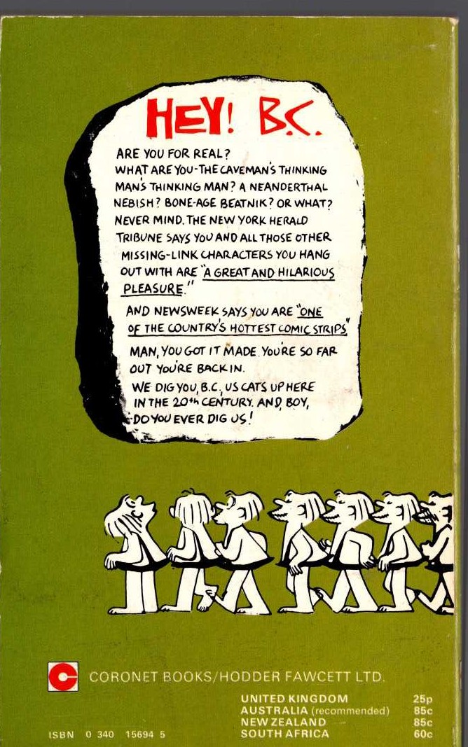 Johnny Hart  HEY! B.C. magnified rear book cover image