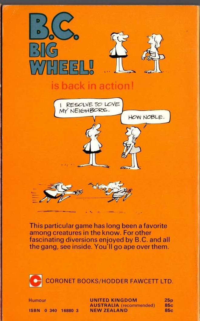 Johnny Hart  B.C. BIG WHEEL magnified rear book cover image