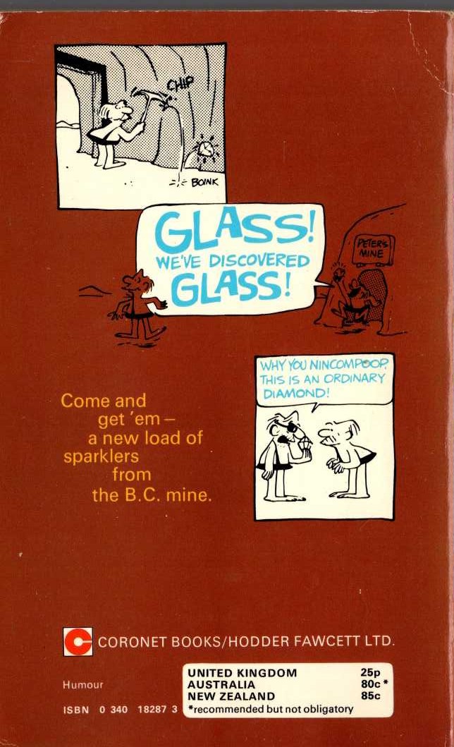 Johnny Hart  TAKE A BOW, B.C. magnified rear book cover image