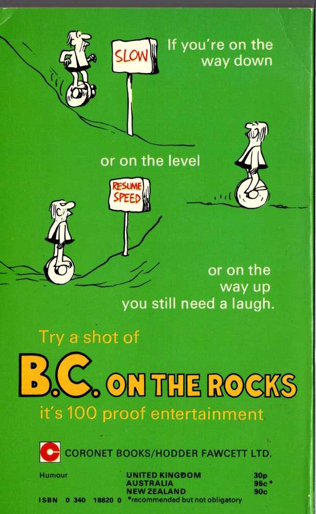 Johnny Hart  B.C. ON THE ROCKS magnified rear book cover image