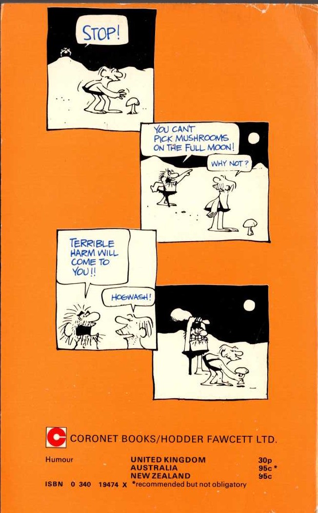 Johnny Hart  B.C. RIGHT ON magnified rear book cover image