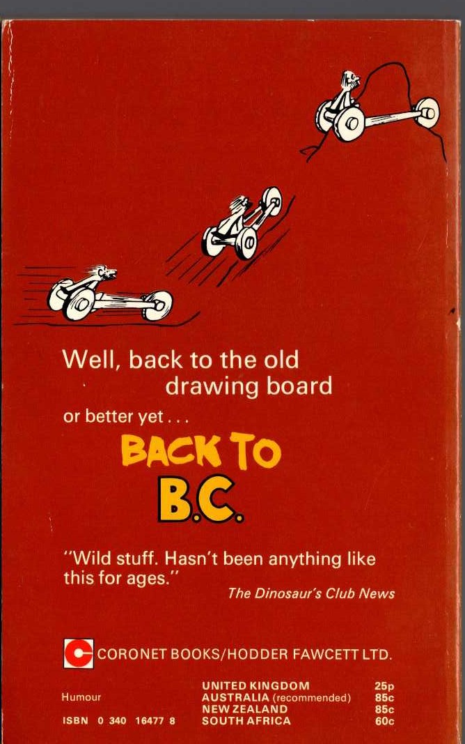 Johnny Hart  BACK TO B.C. magnified rear book cover image