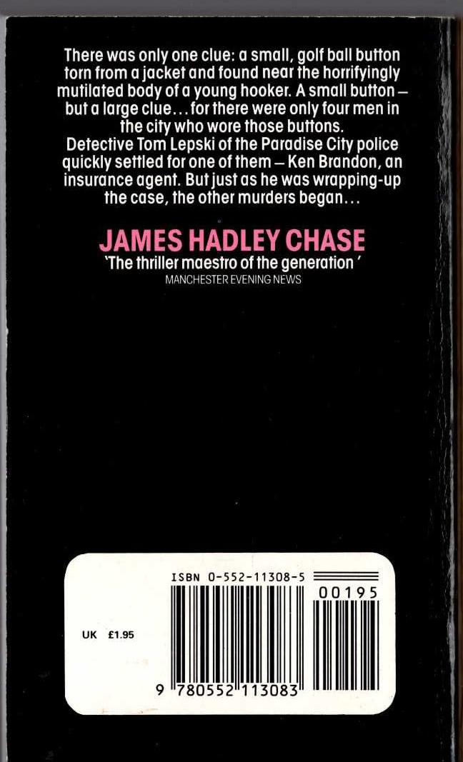 James Hadley Chase  YOU MUST BE KIDDING magnified rear book cover image