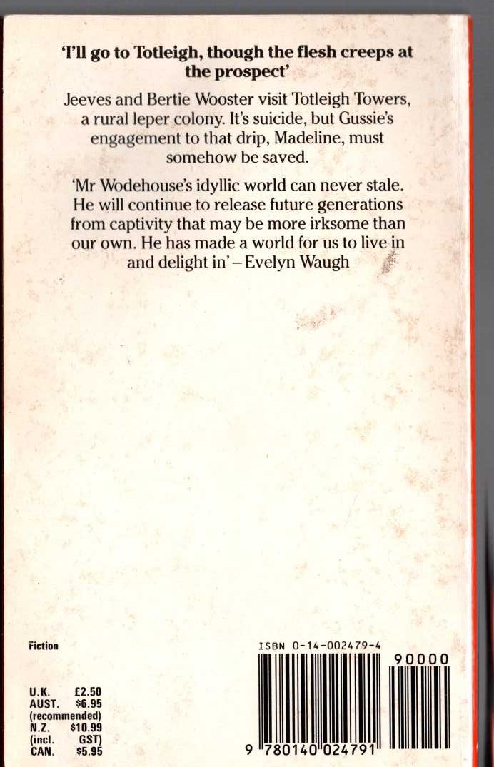 P.G. Wodehouse  STIFF UPPER LIP, JEEVES magnified rear book cover image