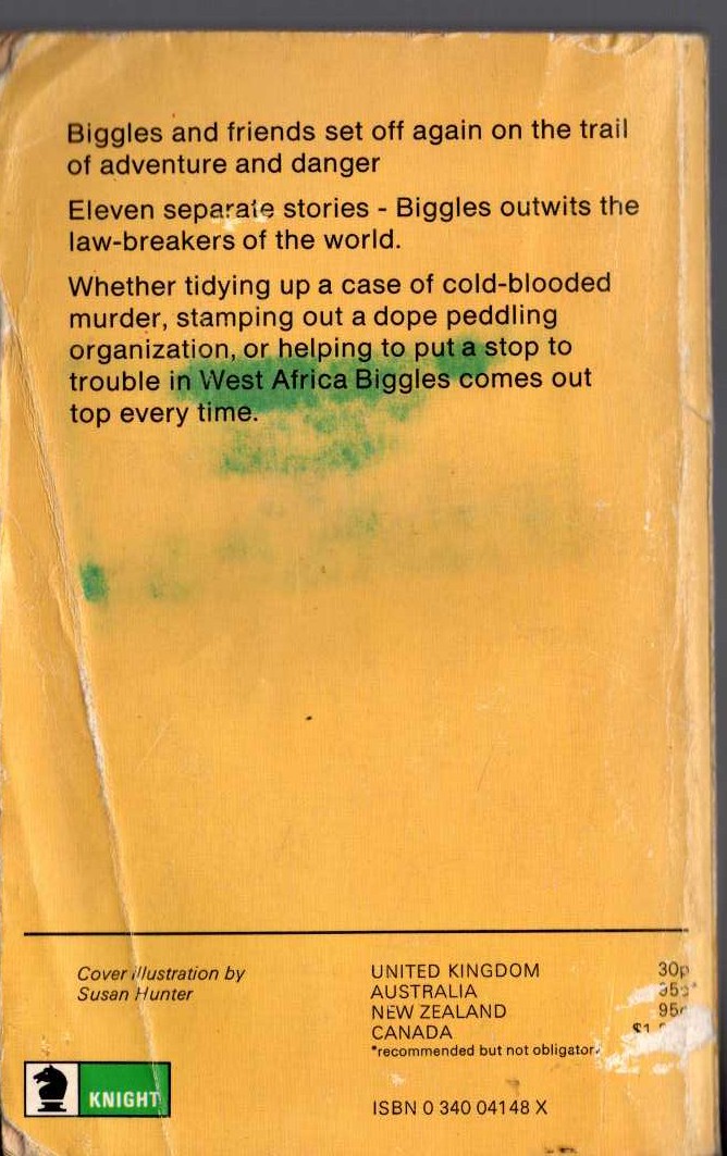 Captain W.E. Johns  BIGGLES OF THE INTERPOL magnified rear book cover image