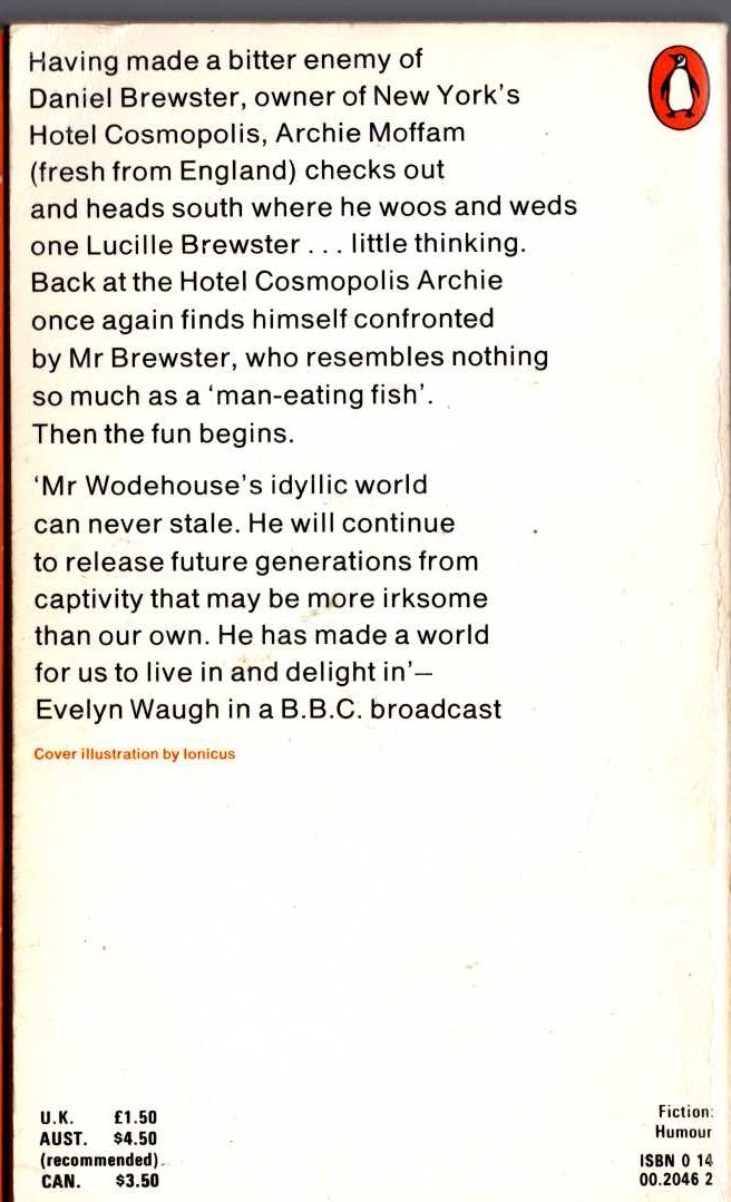 P.G. Wodehouse  INDISCRETIONS OF ARCHIE magnified rear book cover image