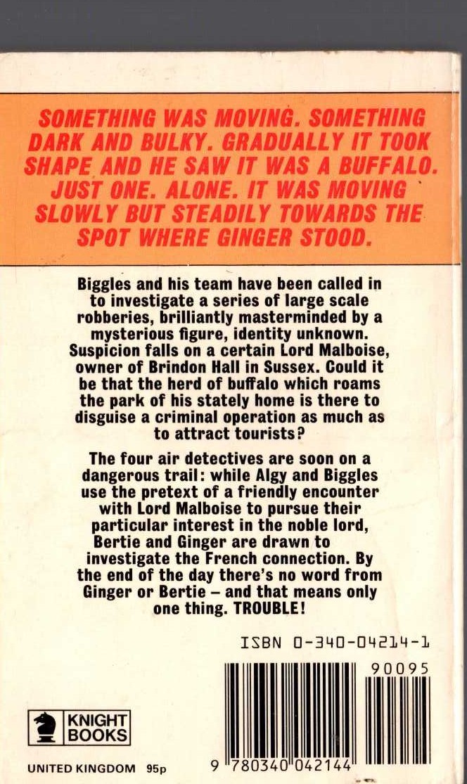 Captain W.E. Johns  BIGGLES AND THE NOBLE LORD magnified rear book cover image