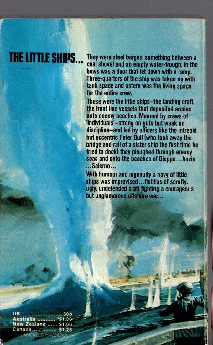 Peter Bull  TO SEA IN A SIEVE magnified rear book cover image