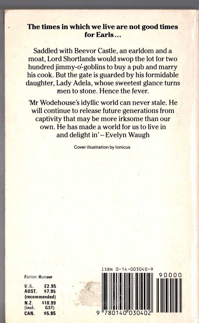 P.G. Wodehouse  SPRING FEVER magnified rear book cover image