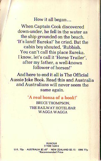 Peter Cagney (Edits) THE OFFICIAL AUSSIE JOKE BOOK magnified rear book cover image