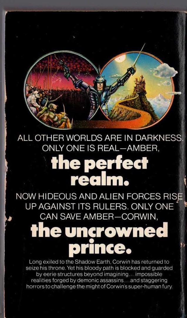 Roger Zelazny  PRINCES IN AMBER magnified rear book cover image