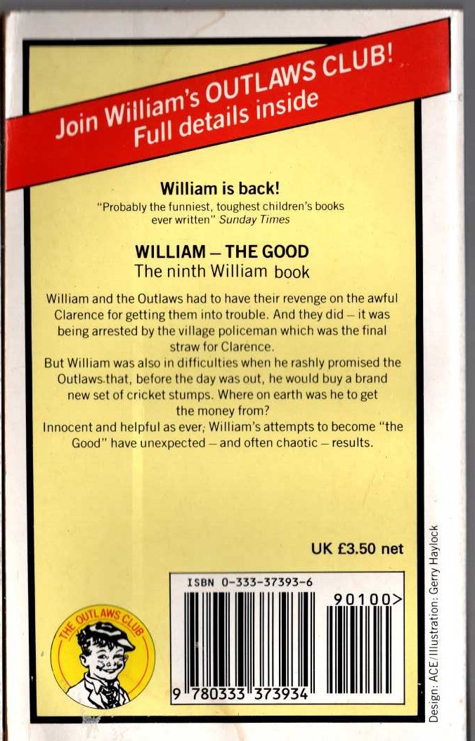 Richmal Crompton  WILLIAM - THE GOOD magnified rear book cover image