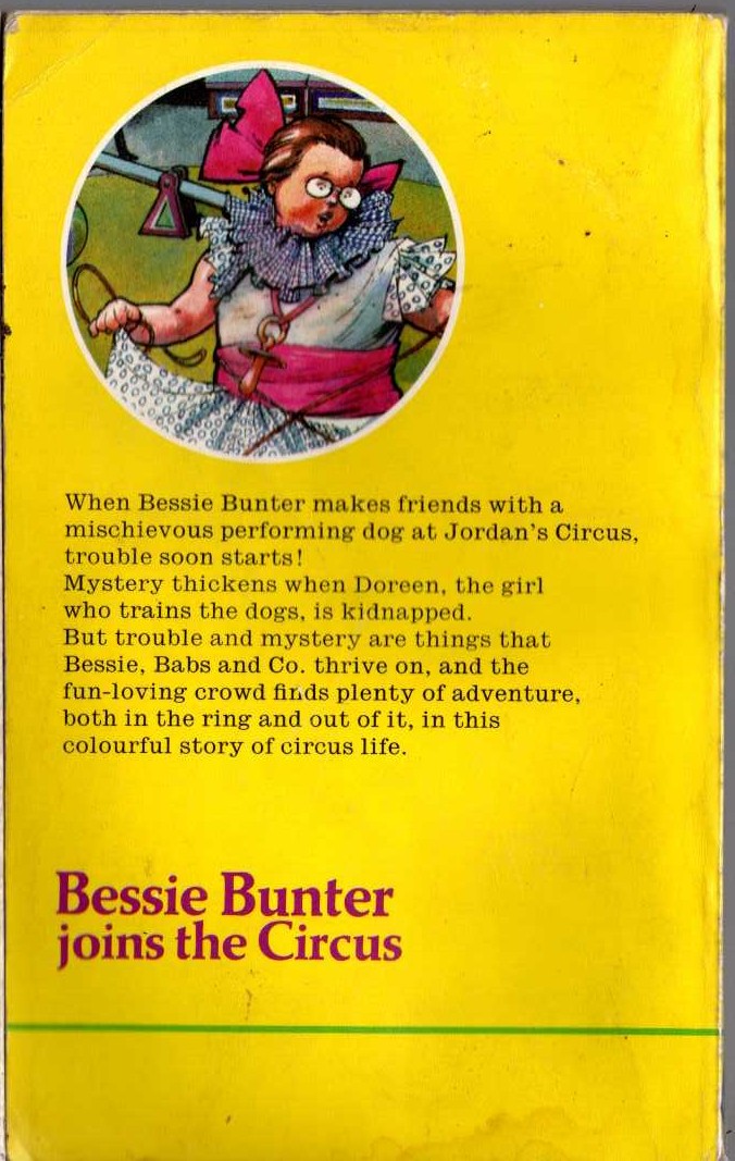 Hilda Richards  BESSIE BUNTER JOINS THE CIRCUS magnified rear book cover image