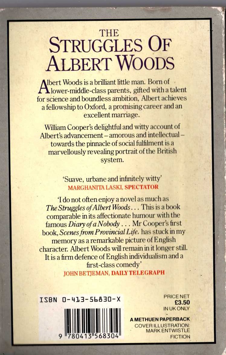 William Cooper  THE STRUGGLES OF ALBERT WOOD magnified rear book cover image