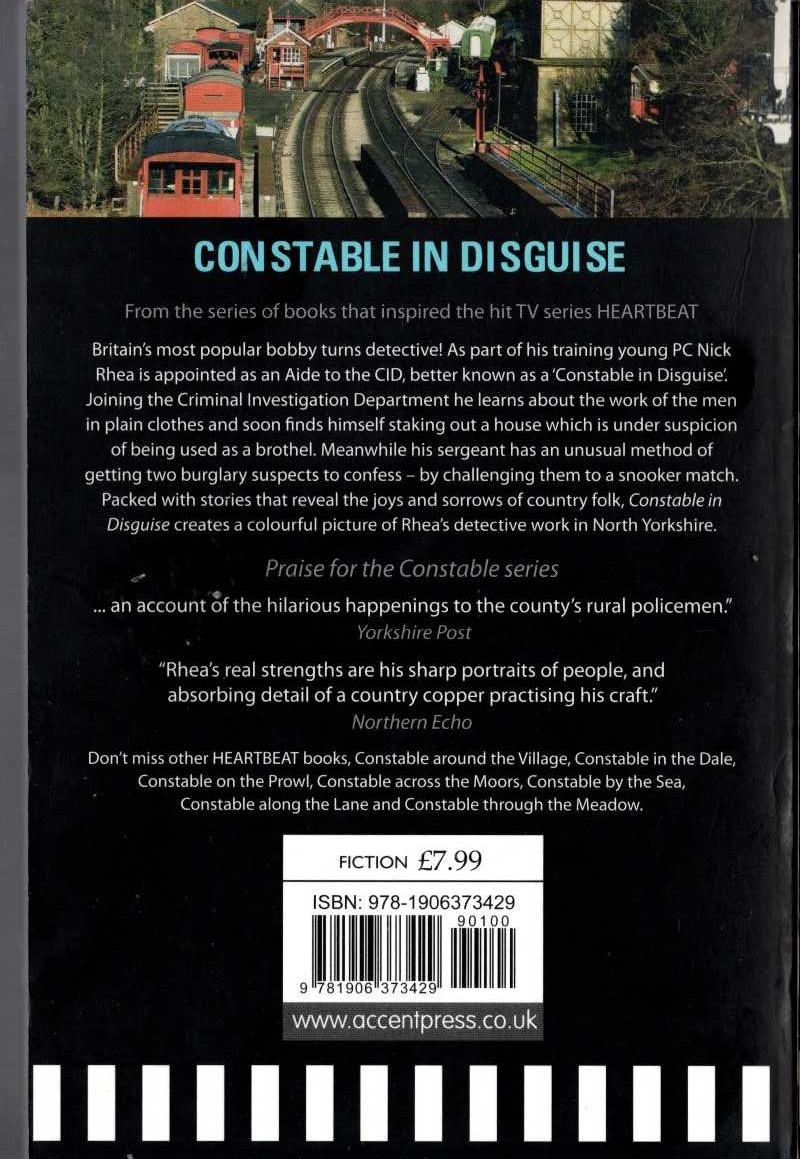 Nicholas Rhea  CONSTABLE IN DISGUISE magnified rear book cover image