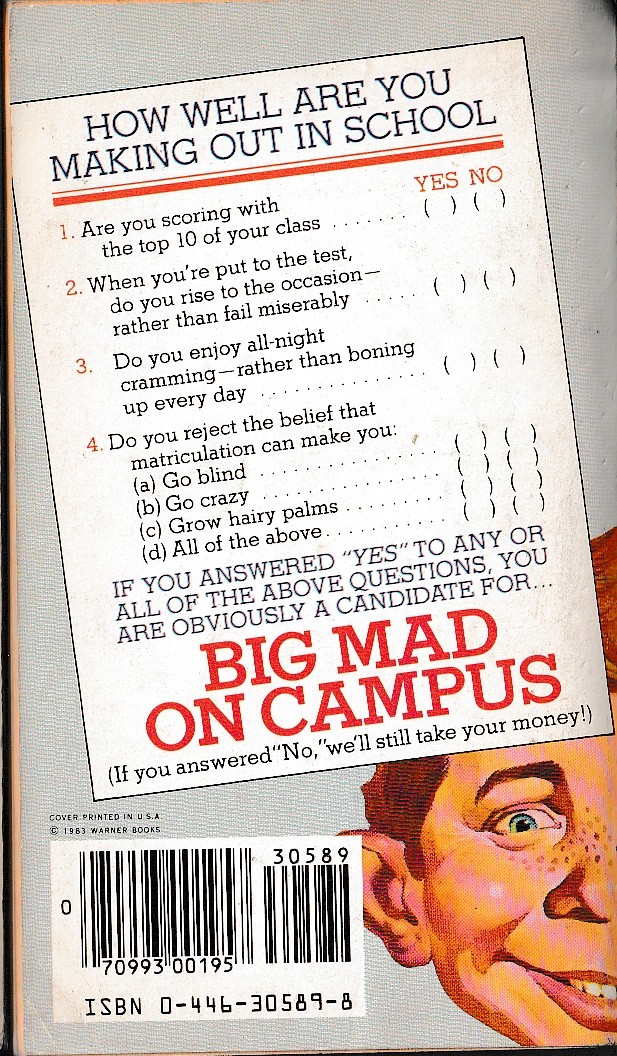 BIG MAD ON CAMPUS magnified rear book cover image
