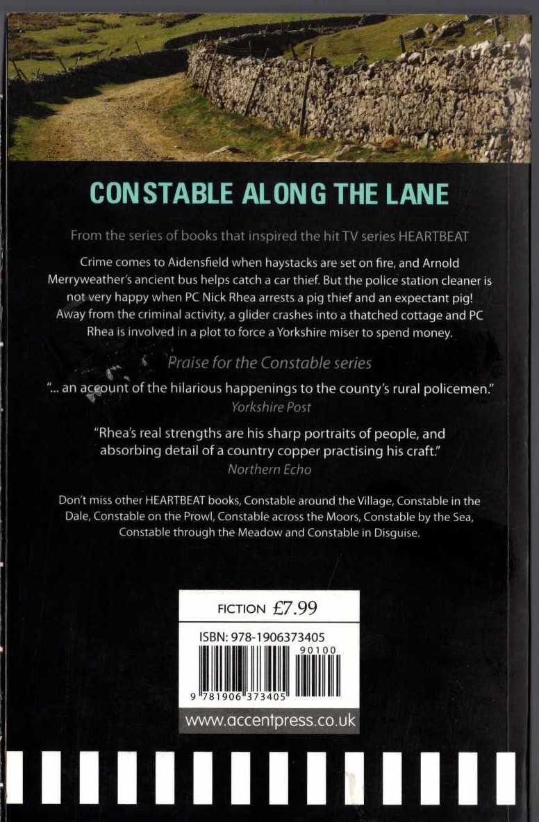 Nicholas Rhea  CONSTABLE ALONG THE LANE magnified rear book cover image