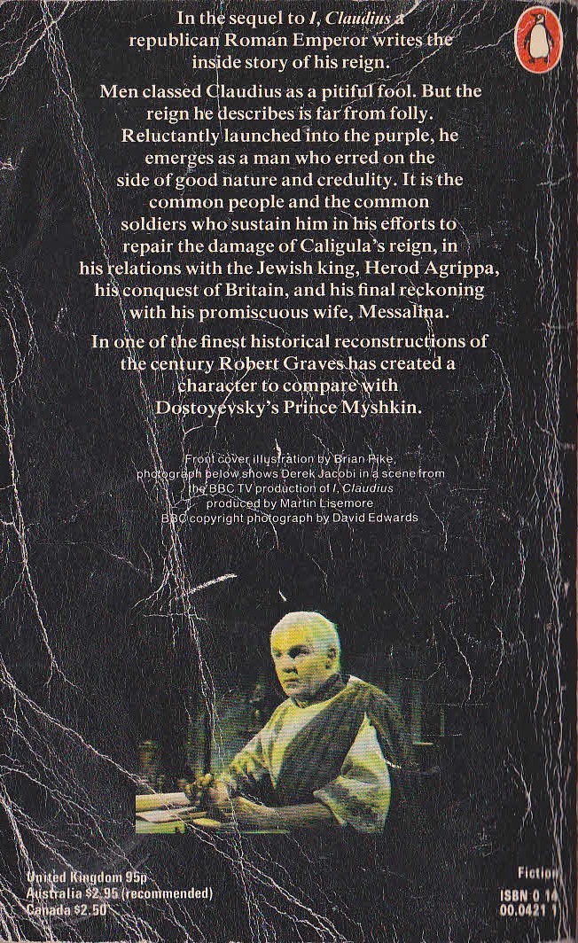 Robert Graves  CLAUDIUS THE GOD magnified rear book cover image