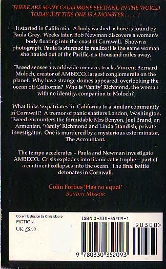 Colin Forbes  THE CAULDRON magnified rear book cover image