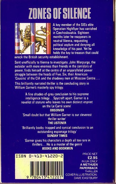 William Garner  ZONES OF SILENCE magnified rear book cover image